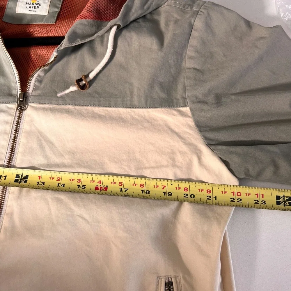 Marine Layer Dawson Stretch Twill Hooded Windbreaker Jacket Mens M Full Zip